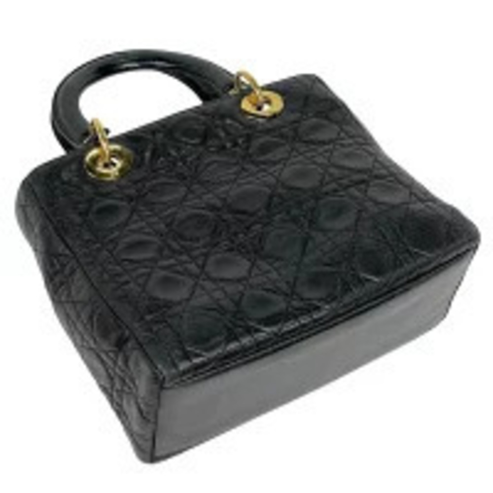 Dior Leather Handbag Christian Cannage  Lady Black